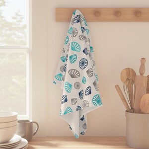 Hawaiian Opihi Pattern Microfiber Tea Towel- Moana (ocean) Blue | Multicolor Kitchen Linens image 6