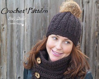 PATRÓN DE CROCHET - Gorro y Calentador de Cuello para Mujer a Ganchillo, Gorro de Ganchillo, Calentador de Cuello, Patrón de Ganchillo PDF, Patrón No. 86