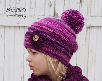 Crochet Children's Hat and Neck Warmer, Crochet Set, Pattern PDF, Hat Crochet Pattern ,Pattern No. 79