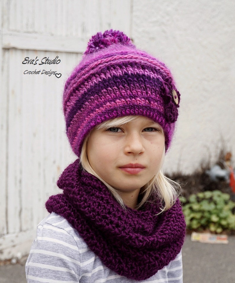 Crochet Children's Hat and Neck Warmer Crochet Set Etsy
