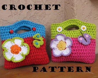 Bolso/Monedero a Crochet con Flor y Mariposa Grande, Patrón de Ganchillo PDF,Fácil, Ideal para Principiantes, Patrón No. 10
