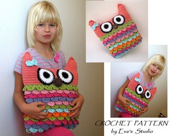 Crochet owl pillow pattern, PDF crochet pattern, owl pillow, owl soft toy pattern DIY tutorial