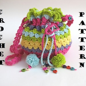 Bunte Mädchen Tasche / Geldbörse, Häkelanleitung PDF, einfach, ideal für Anfänger, Muster Nr. 31