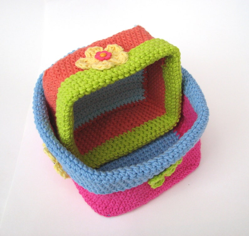 Crochet square basket 2 sizes, crochet pattern, easy, Crochet Pattern PDF, Great for Beginners, Pattern No. 58 image 3