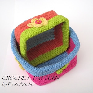 Crochet square baskets - two sizes, crochet pattern, easy, Crochet Pattern PDF, Great for Beginners, Pattern No. 58