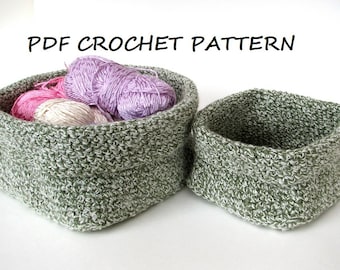 Crochet square basket - 2 sizes, crochet pattern, easy, Crochet Pattern PDF, Great for Beginners, Pattern No. 58