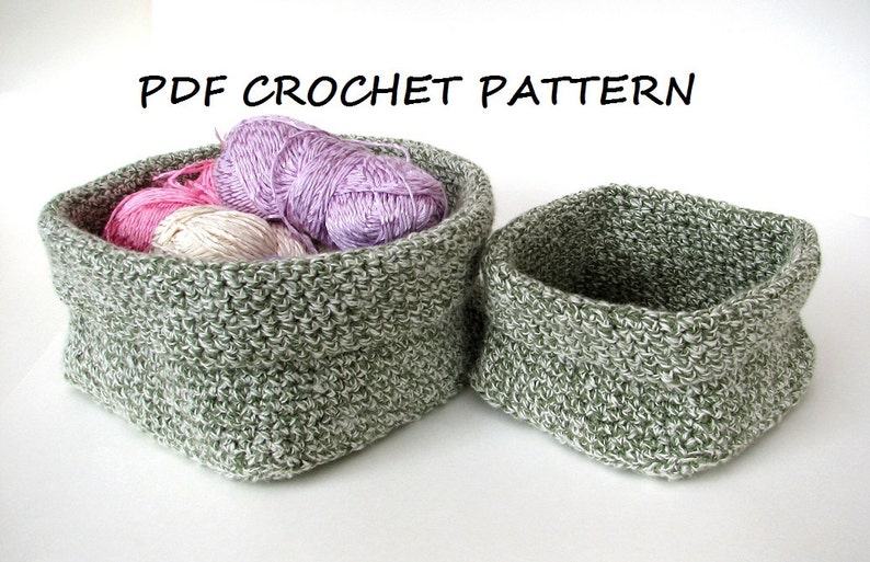 Crochet square basket 2 sizes, crochet pattern, easy, Crochet Pattern PDF, Great for Beginners, Pattern No. 58 image 1