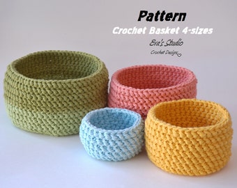 Crochet basket - 4 sizes, crochet pattern, easy, Crochet Pattern PDF, Great for Beginners, Pattern No. 91