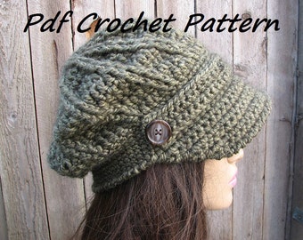 CROCHET PATTERN - Crochet  Newsboy Hat, Crochet Pattern PDF,  Winter accessories, Slouchy hat, Pattern No. 68