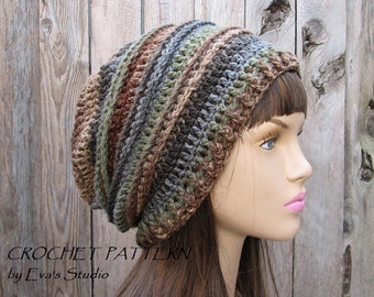 Häkelmütze - Slouchy Hat, Häkelanleitung PDF, Easy, Muster Nr. 30
