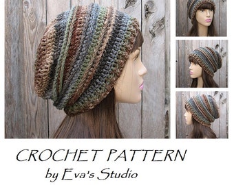 Crochet Hat - Slouchy  Hat, Crochet Pattern PDF,Easy, Pattern No. 30