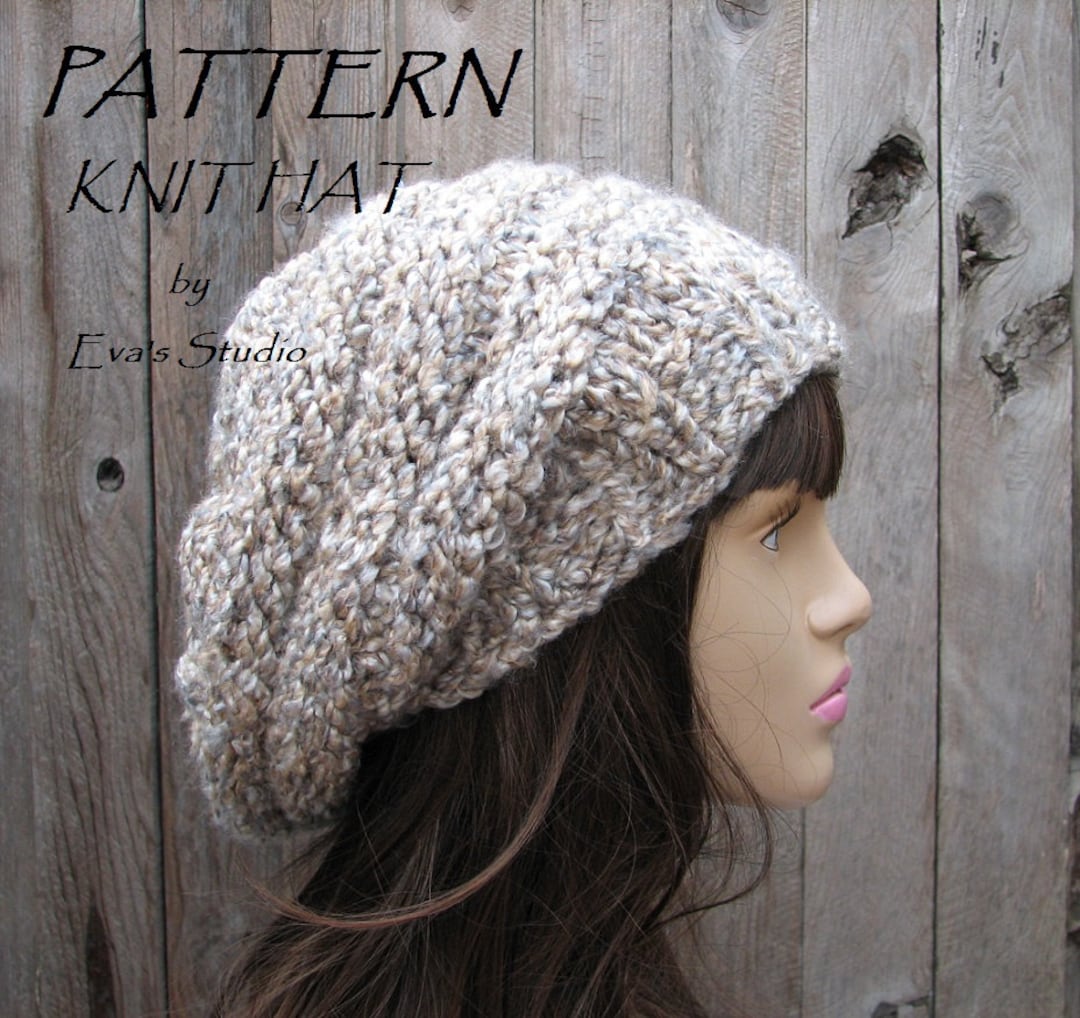 Knitted Caps Pattern Knit Hat Pattern, Knitting Pattern Slouchy Beret, Knitted Slouchy Hat ...