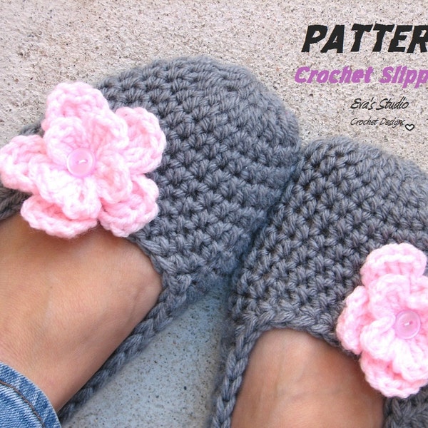 Patrón de crochet para pantuflas de adulto en PDF, fácil, ideal para principiantes, patrón de crochet para pantuflas, patrón n.° 7