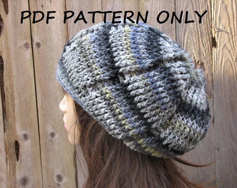 CROCHET PATTERN - Slouchy  Reversible Hat, Crochet Pattern PDF,Easy, Pattern No. 39