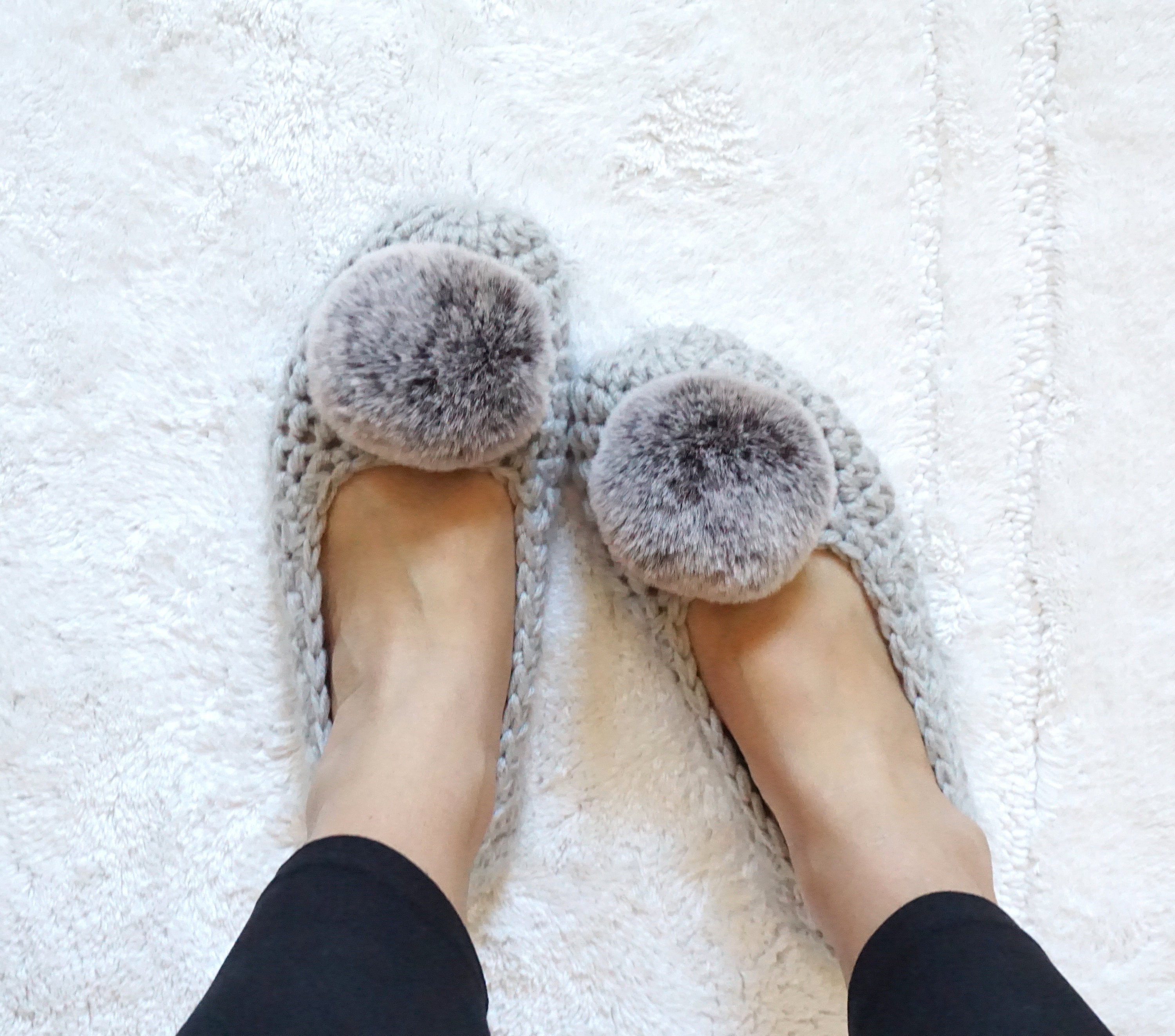 Tomhed Elegance syg Extra Thick Simply Slippers in Grey Color With Chinchilla Faux - Etsy