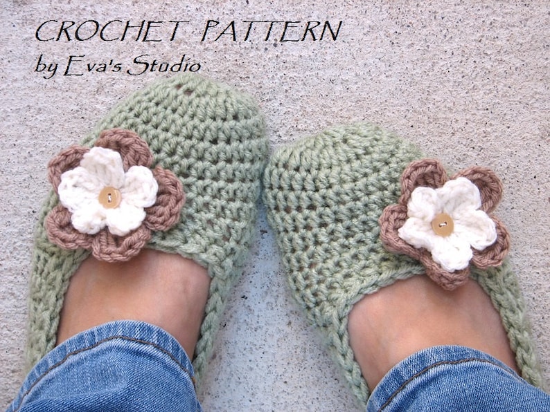 Crochet Pattern, Adult Slippers, Easy, Great for Beginners, Shoes Crochet Pattern Slippers, Pattern No. 7 image 1