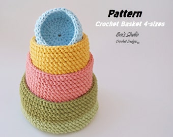 Canasta de crochet - 4 tamaños, patrón de crochet, fácil, Patrón de Ganchillo PDF, Ideal para Principiantes, Patrón No. 91