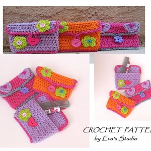 Girls Purse/ Wallet With Flower and Heart Crochet Pattern - Etsy
