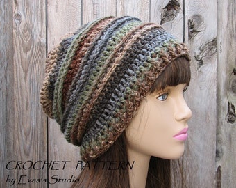 CROCHET PATTERN - Slouchy  Hat, Crochet Pattern PDF,Easy, Pattern No. 30