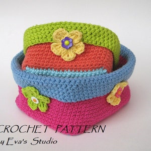 Crochet square baskets - two sizes, crochet pattern, easy, Crochet Pattern PDF, Great for Beginners, Pattern No. 58