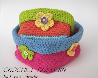 Crochet square baskets - two sizes, crochet pattern, easy, Crochet Pattern PDF, Great for Beginners, Pattern No. 58