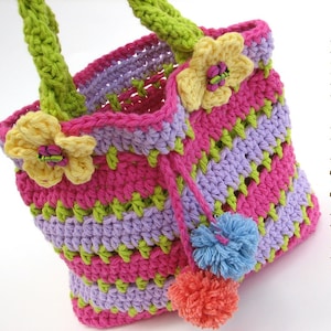 Bunte Mädchen Tasche / Geldbeutel, Häkelanleitung PDF, einfach, ideal für Anfänger, Muster Nr. 57