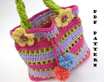Bolso o cartera de niña colorido, patrón de crochet en PDF, fácil, ideal para principiantes, patrón n.º 57
