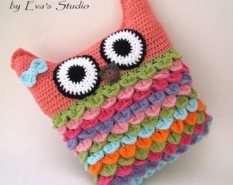 Patrón de almohada de búho a crochet, patrón de crochet en PDF, almohada de búho, patrón de peluche de búho, tutorial de bricolaje