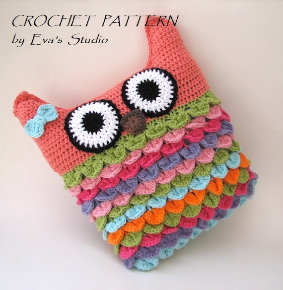 Crochet owl pillow pattern, PDF crochet pattern, owl pillow, owl soft toy pattern DIY tutorial