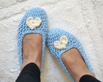 Baby Shower Gift for New Mom Simply Crochet Slippers in Blue Gift for Her Expectant Mom Gift New Mother Gift