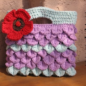 Mädchen Tasche / Portemonnaie mit Mohnblume, Häkelanleitung PDF, Anleitung Nr. 8