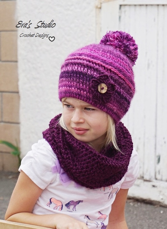 Bonnet et cache-cou pour enfants au crochet, Ensemble au crochet, Patron  PDF, Patron de bonnet au crochet, Patron n 79 -  France