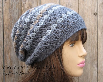 Crochet Hat Pattern - Slouchy  Hat, Crochet Pattern PDF,  Pattern No. 27