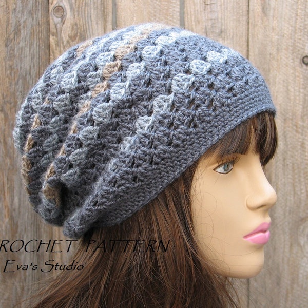 Crochet Hat Pattern - Slouchy  Hat, Crochet Pattern PDF,  Pattern No. 27