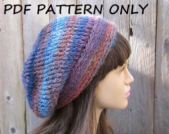 Crochet Hat - Slouchy  Hat, Crochet Pattern PDF,Easy, Pattern No. 47