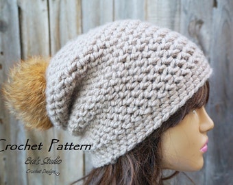 Crochet Hat - Instant Download Crochet Pattern - Hat Crochet Pattern - Crochet Hat Pattern for Slochy Hat - Womens Accessories