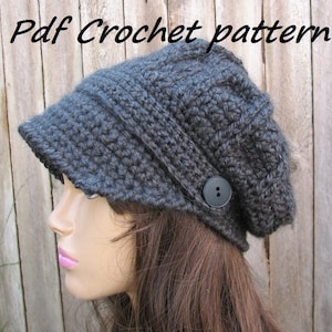 CROCHET PATTERN - Crochet  Newsboy Hat, Crochet Pattern PDF,  Winter accessories, Slouchy hat, Crochet Patterns