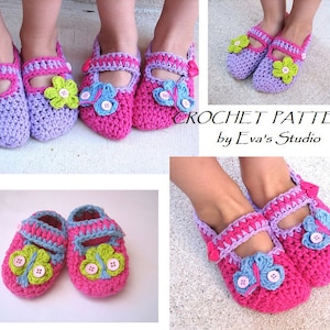 Pantuflas para Niños, Pantuflas Merceditas, Patrón de Ganchillo PDF,Fácil, Ideal para Principiantes, Zapatos Patron Pantuflas a Crochet,Patrón No. 3