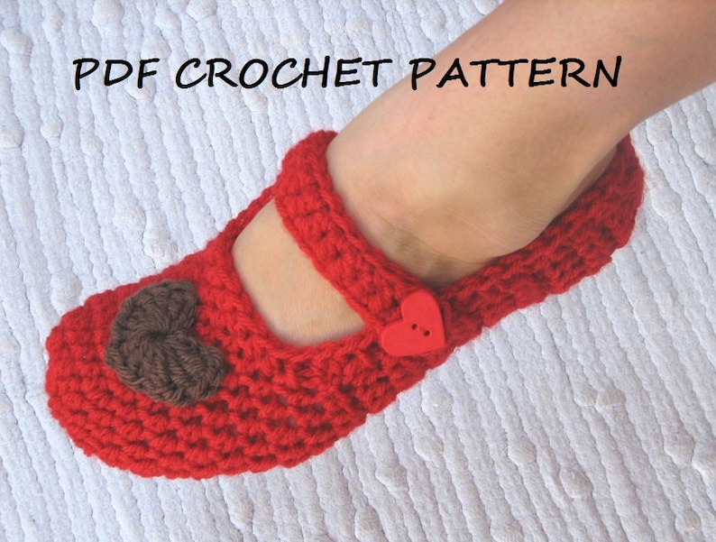 Mary Jane Slippers Crochet Pattern PDF,Easy, Great for Beginners, Shoes Crochet Pattern Slippers, Pattern No. 22 image 1