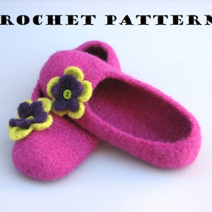 CROCHET PATTERN, Felted Slippers, Easy, Great for Beginners, Shoes Crochet Pattern Slippers,  Pattern No. 42