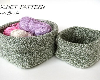 Crochet square basket - 2 sizes, crochet pattern, easy, Crochet Pattern PDF, Great for Beginners, Pattern No. 58