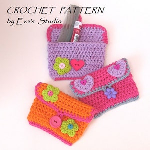 Sac à main/portefeuille pour filles avec fleur et coeur, modèle au crochet PDF, facile, idéal pour les débutants, modèle n° 11