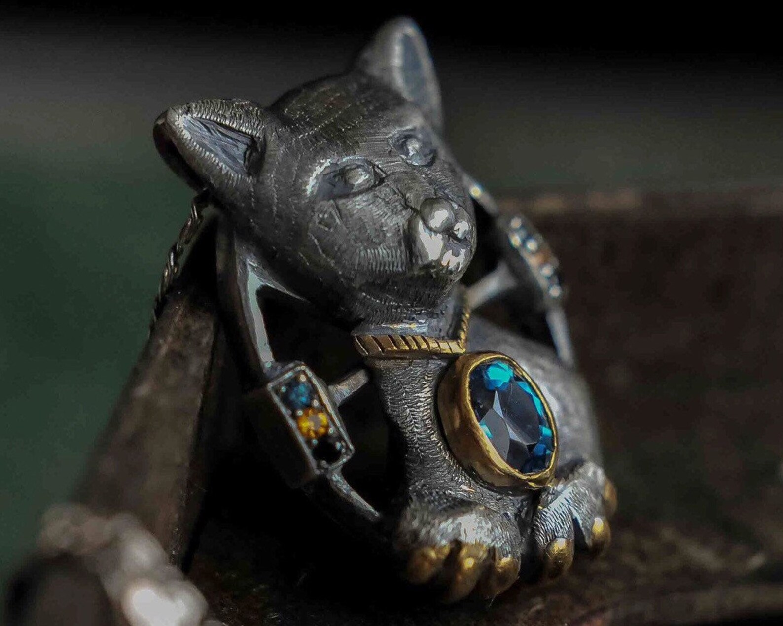 Big cat pendant Unique jewelry sterling silver pendant on Etsy