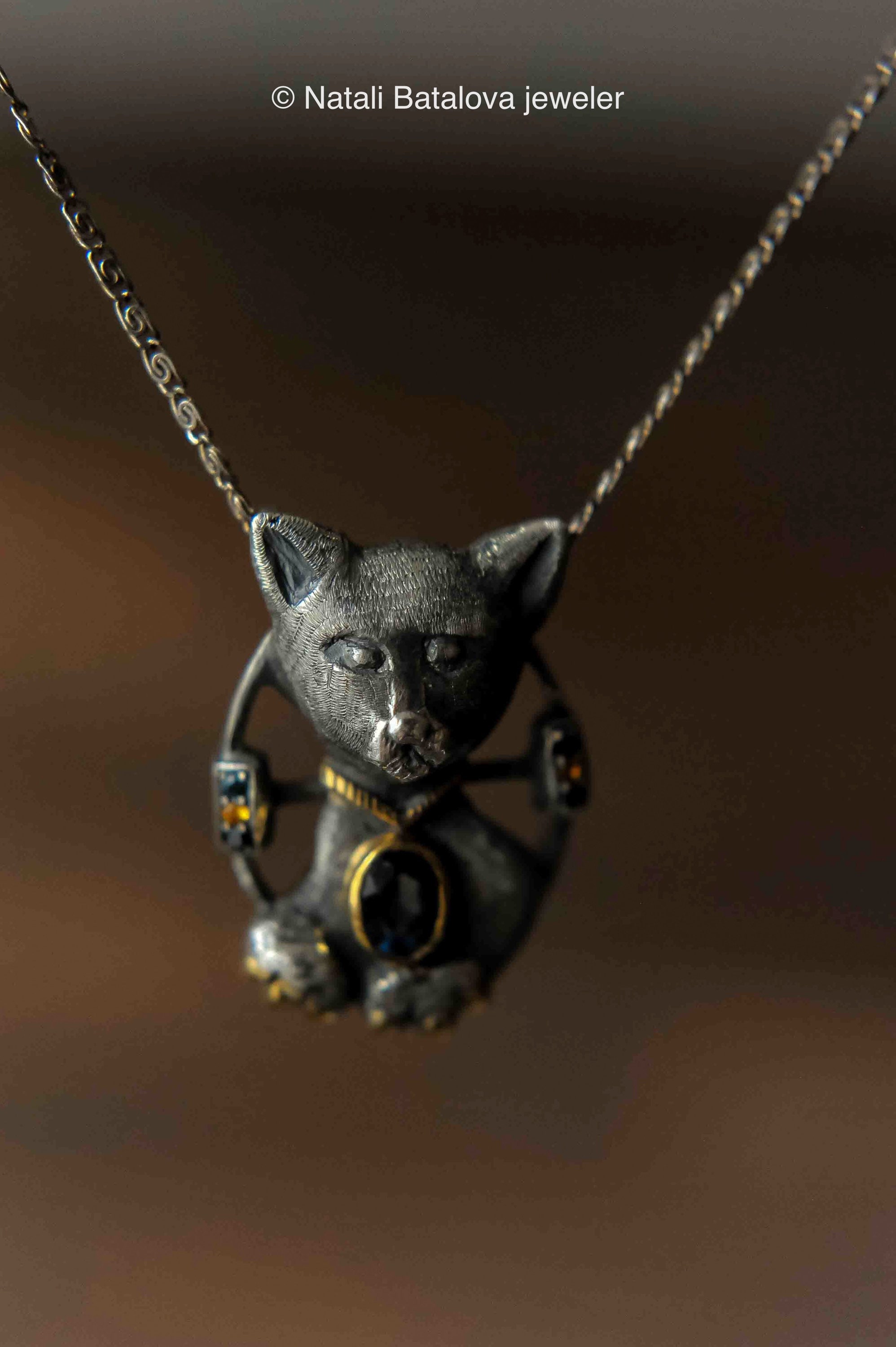 Big cat pendant Unique jewelry sterling silver pendant on Etsy