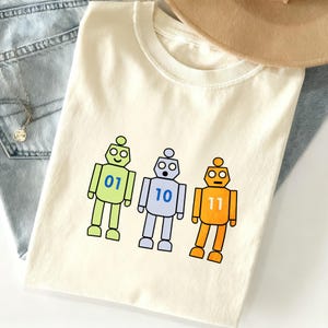 Binary Code Programming Robot Sweatshirt 01 10 11 Geek Tee, Water Washed Vintage Shirt, Coding Humor Survivor Shirt, Science Graphic Design image 14