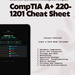 CompTIA A+ 220-1201 Cheat Sheet — Interactive PDF Study Guide | Printable Reference | IT Exam Prep Instant Download