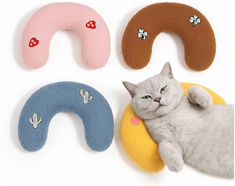 U Shaped Pet Pillow for Dogs Cats, Calming Neck Support Cushion, Soft Cozy Pet Bed Pillow, Puppy Kitten Sleep Support, Pet Lover Gift