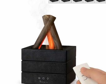 Flame Effect Essential Oil Diffuser, Mini Aroma Humidifier with LED Fire Light, Ultrasonic Mist Air Diffuser for Bedroom, Relaxation Decor