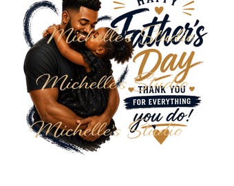 Feliz Día del Padre PNG / Diseño de Abrazo entre Padre e Hija Afroamericanos (Descarga Digital)