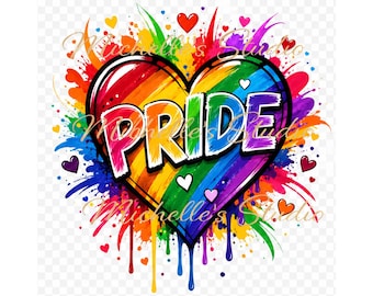 Corazón Arcoíris del Orgullo PNG / Gráfico de sublimación LGBTQ en acuarela (Descarga digital)
